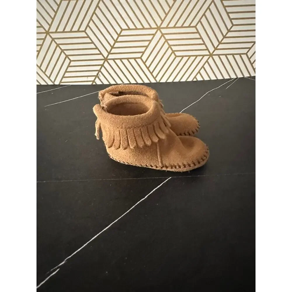 MINNETONKA Suede Leather Fringe Booties | Size 2